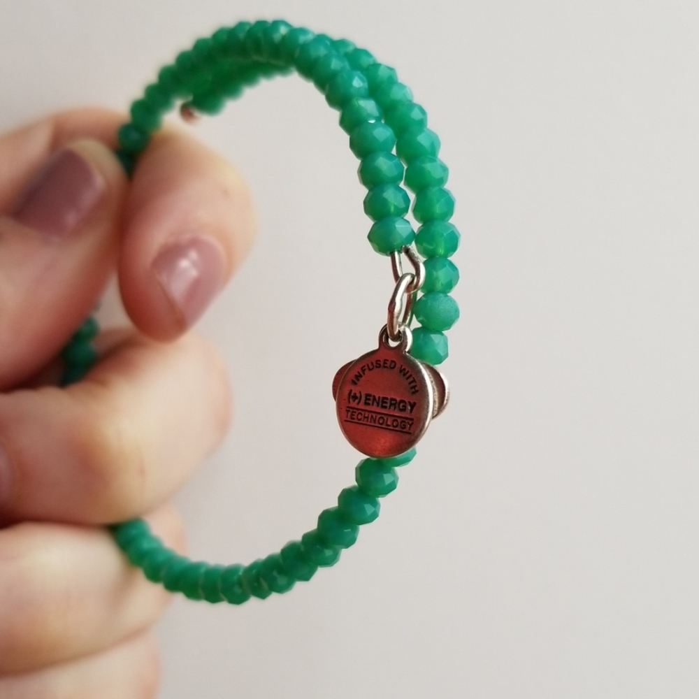 Alex and Ani green beaded wrap bracelet